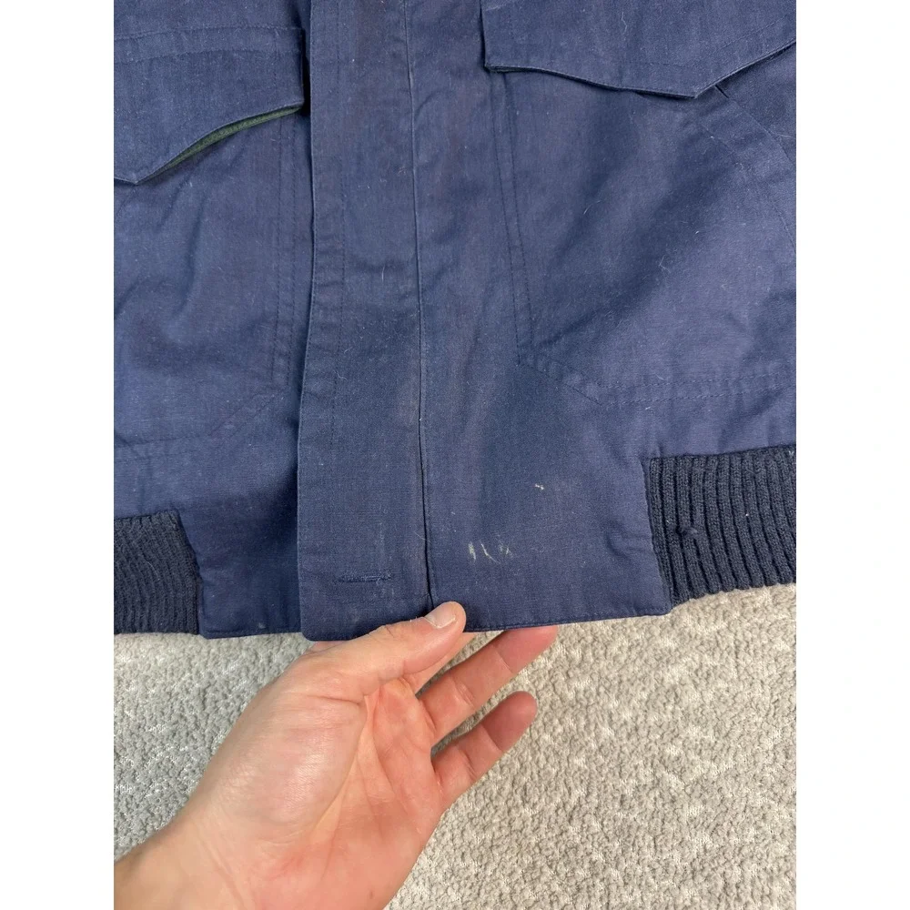 Vintage McGregor Jacket Mens Large Navy Suede Collar Plaid Lined Bomber Coat‎